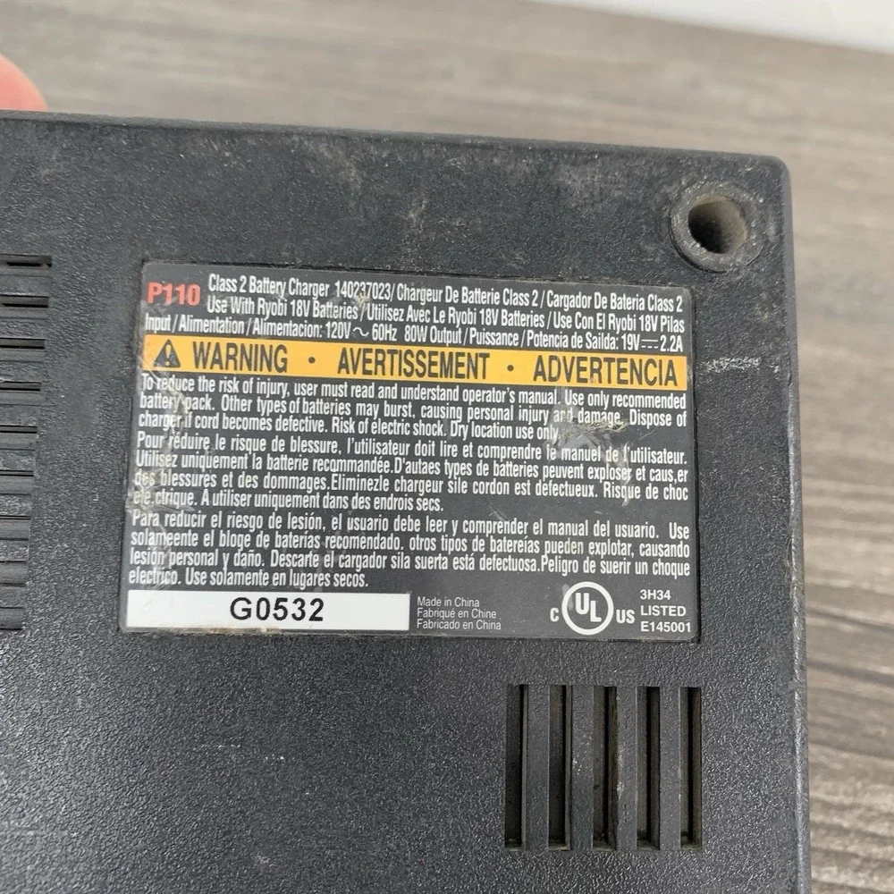 Ryobi 18V ChargePlus+ P110 Class 2 NiCd Battery Charger Only Tested Works **READ
